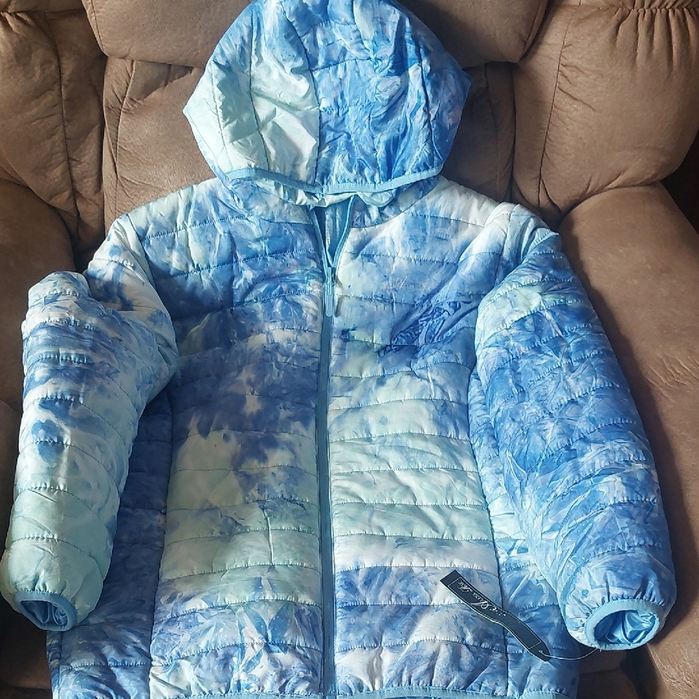 ❄️ Alexa Rae Blue Tie-Dye Puffer Winter Jacket